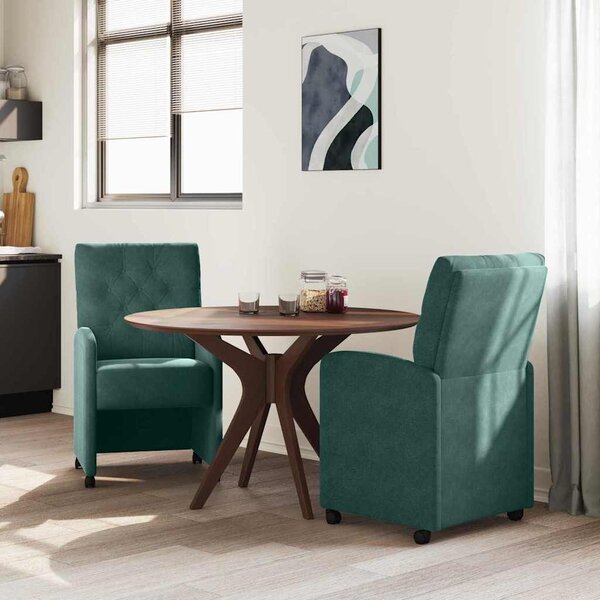 VidaXL Kerekes Étkező Székek 2 pcs Sötétzöld 58 x 67 x 97 cm Bársony