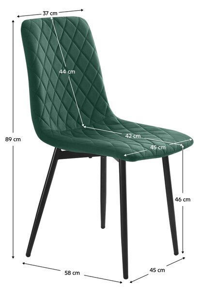 KONDELA Étkezőszék, smaragd Velvet szövet/fém, DAMIA TYP 2