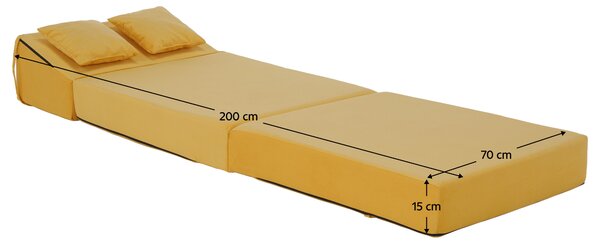 KONDELA Összecsukható matrac/fotel, 2v1, sárga, PELOS