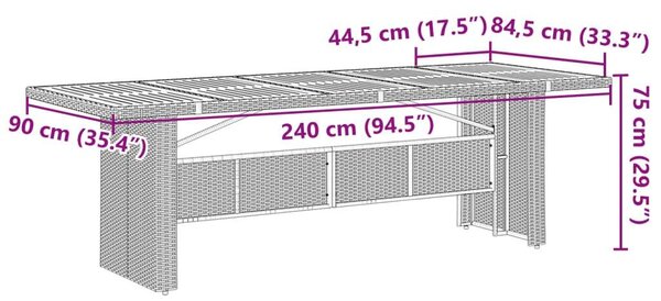 VidaXL Polyrattan Kerti Étkezőgarnitúra - 7 részes, Szürke