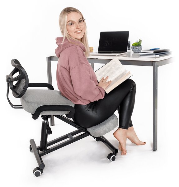 KONDELA Ergonómikus térdeplőülés, szürkésbarna Taupe/fekete, RUFUS