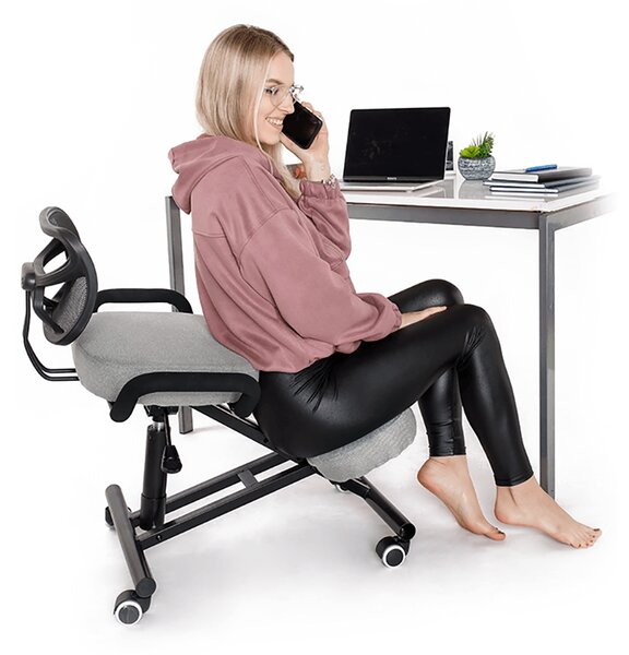 KONDELA Ergonómikus térdeplőülés, szürkésbarna Taupe/fekete, RUFUS