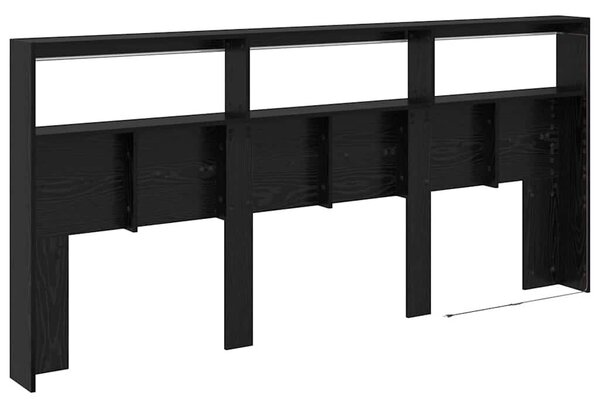 VidaXL Fejtámla polcokkal Fekete tölgy 220 x 17 x 102 cm Faanyag