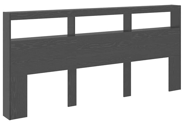 VidaXL Fejtámla polcokkal Fekete tölgy 220 x 17 x 102 cm Faanyag