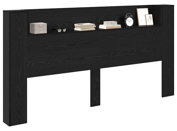 VidaXL Fejtámla polcokkal Fekete tölgy 200 x 15 x 103,5 cm Faanyag