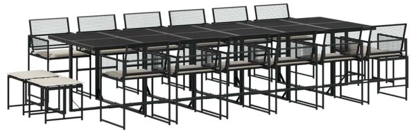 VidaXL - 17 Részes Kerti Étkezőgarnitúra - Polyrattan - Fekete