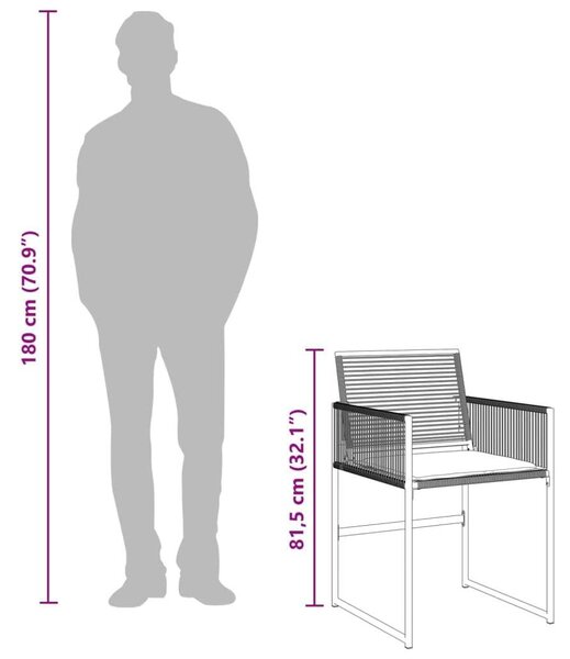 VidaXL Kerti Étkezőgarnitúra - 9 részes - Fekete Polyrattan