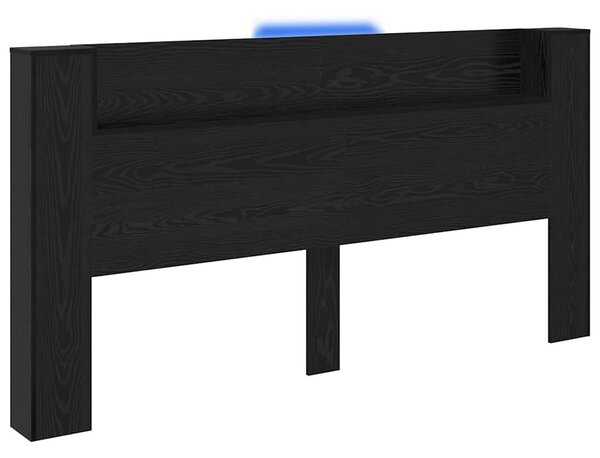 VidaXL Fejtámla polcokkal Fekete tölgy 200 x 15 x 103,5 cm Faanyag
