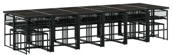 VidaXL - 17 Részes Kerti Étkezőgarnitúra - Polyrattan - Fekete
