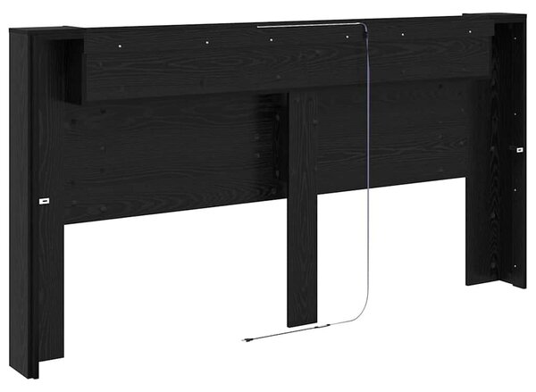 VidaXL Fejtámla polcokkal Fekete tölgy 200 x 15 x 103,5 cm Faanyag