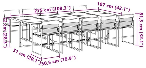 VidaXL Kertbútor Szett - 11 Fős - Fehér