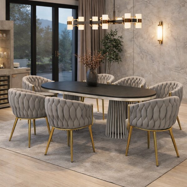 KONDELA Étkezőszék, szürkésbarna Taupe Velvet szövet/gold króm arany, DEILA