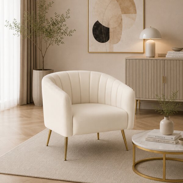 KONDELA Design fotel, bézs Velvet szövet/gold króm-arany, BAGY