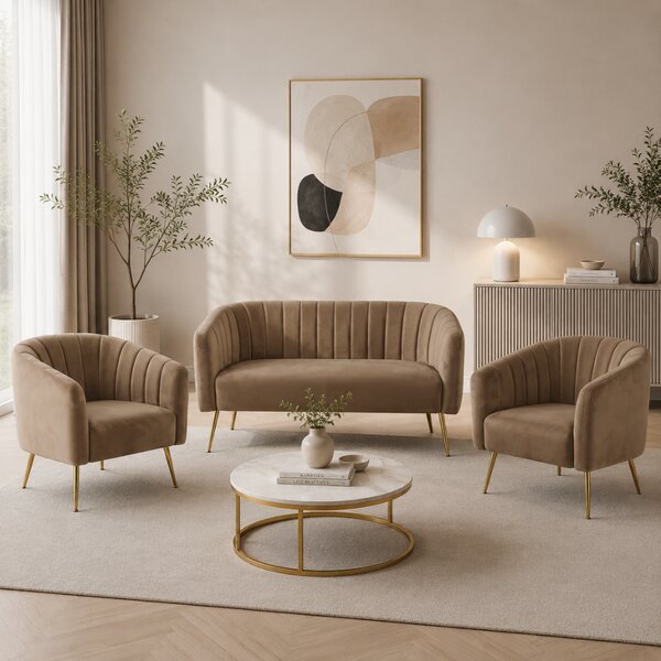 KONDELA Design fotel, barna Velvet szövet/gold króm-arany, BAGY