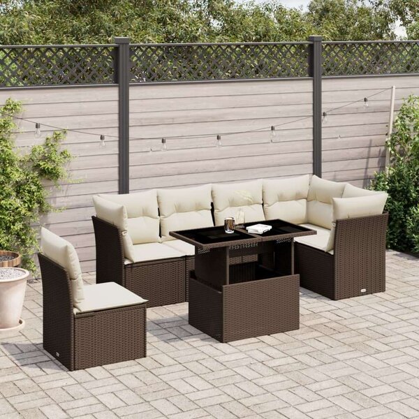 VidaXL Polyrattan Kerti Ülőgarnitúra - 7 részes, Barna