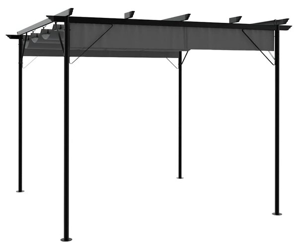 Antracitszürke acél pavilon behúzható tetővel 3 x 3 m 180 g/m²