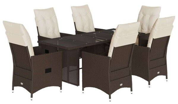 VidaXL Kerti Étkezőgarnitúra - 7 részes - Barna Polyrattan