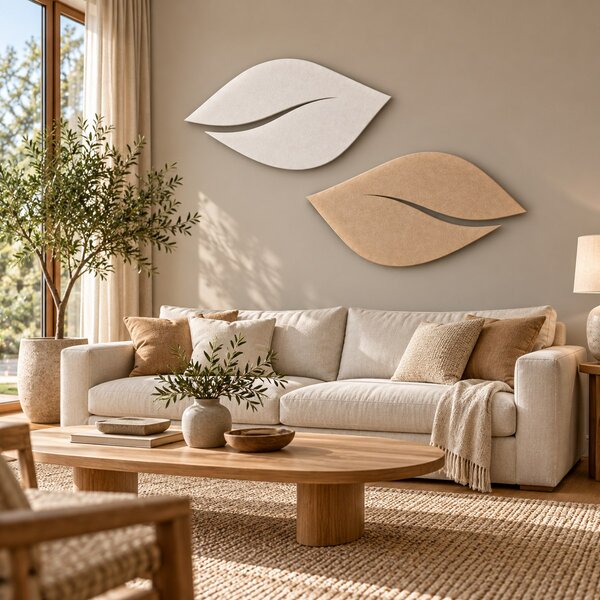 Bilnora levél alakú akusztikus fali panel 140×70×1,2cm - 06 Ezüst
