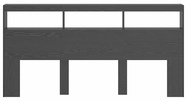 VidaXL Fejtámla polcokkal Fekete tölgy 200 x 17 x 102 cm Faanyag