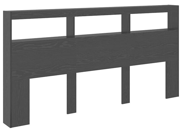 VidaXL Fejtámla polcokkal Fekete tölgy 200 x 17 x 102 cm Faanyag