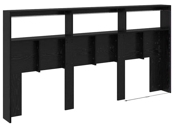 VidaXL Fejtámla polcokkal Fekete tölgy 200 x 17 x 102 cm Faanyag