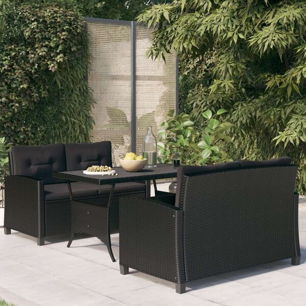 VidaXL Polyrattan Kerti Étkezőgarnitúra - 3 részes - Fekete
