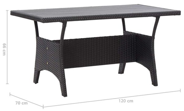 VidaXL Polyrattan Kerti Étkezőgarnitúra - 3 részes - Fekete