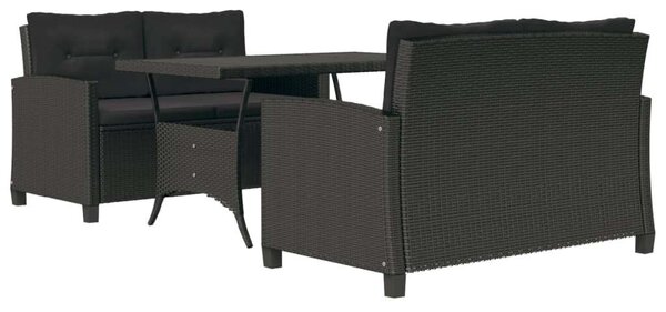 VidaXL Polyrattan Kerti Étkezőgarnitúra - 3 részes - Fekete