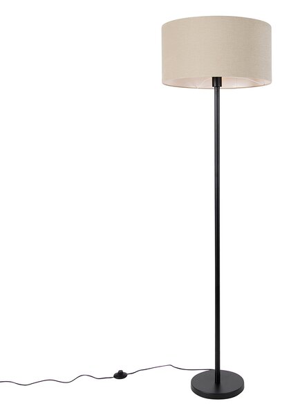 Fekete állólámpa világosbarna ernyővel 50 cm - Simplo