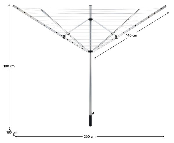 Kerti ruhaszárító, ezüst/fekete, 50 m, ROTARY NEW TYP 1