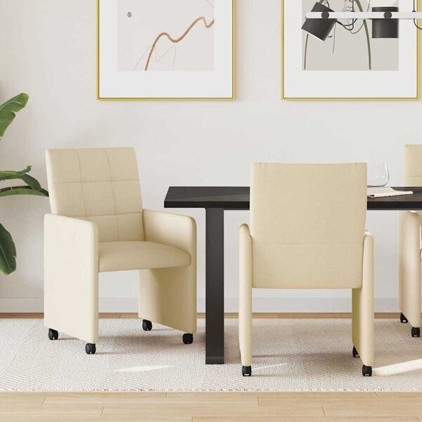 VidaXL Kerekes Étkező Székek 2 pcs Krém 58 x 65 x 94 cm szövet