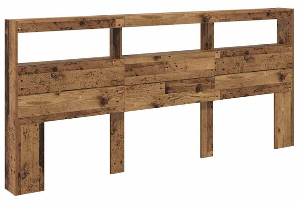 VidaXL Fejtámla LED -es lámpákkal Öreg fa 220 x 17 x 102 cm Faanyag