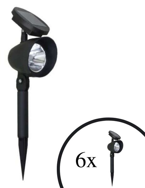 Polifach 3 LED napelemes Lámpa 32,5cm - fekete 6db (P-243)