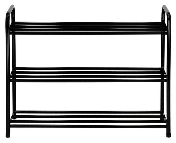 Fém cipőtartó, 3 szintes, 62x26x66cm, fekete