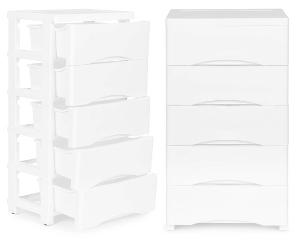 ModernHOME Játéktároló Komód 5 fiókkal - fehér