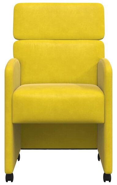 VidaXL Kerekes Étkező Székek 2 pcs Sárga 58 x 65 x 98 cm Bársony