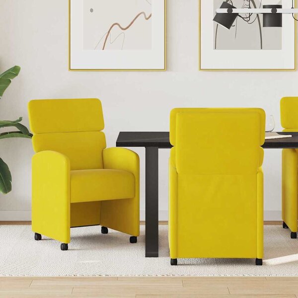 VidaXL Kerekes Étkező Székek 2 pcs Sárga 58 x 65 x 98 cm Bársony