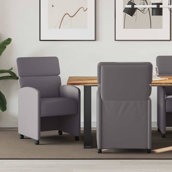 VidaXL Kerekes Étkező Székek 2 pcs Szürke 58 x 65 x 98 cm Műbőr