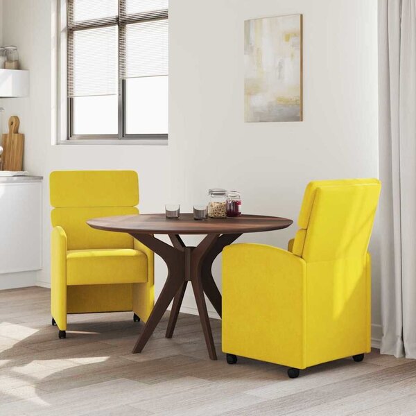 VidaXL Kerekes Étkező Székek 2 pcs Sárga 58 x 65 x 98 cm Bársony