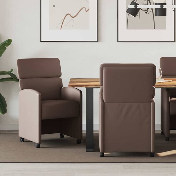 VidaXL Kerekes Étkező Székek 2 pcs Barna 58 x 65 x 98 cm Műbőr