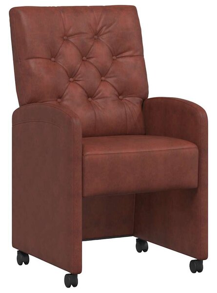 VidaXL Kerekes Étkező Székek 2 pcs Fényes barna 58 x 67 x 97 cm Műbőr