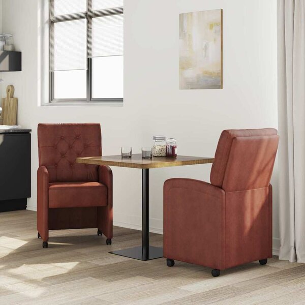 VidaXL Kerekes Étkező Székek 2 pcs Fényes barna 58 x 67 x 97 cm Műbőr