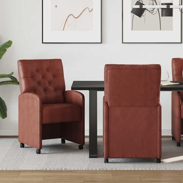 VidaXL Kerekes Étkező Székek 2 pcs Fényes barna 58 x 67 x 97 cm Műbőr
