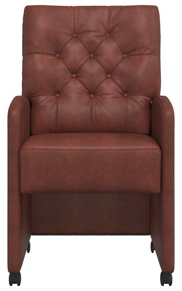 VidaXL Kerekes Étkező Székek 2 pcs Fényes barna 58 x 67 x 97 cm Műbőr