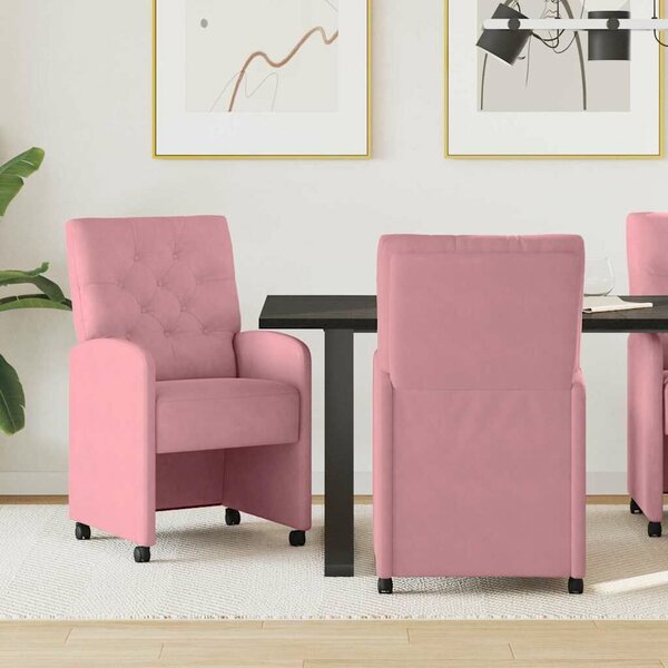 VidaXL Kerekes Étkező Székek 2 pcs Rózsaszín 58 x 67 x 97 cm Bársony