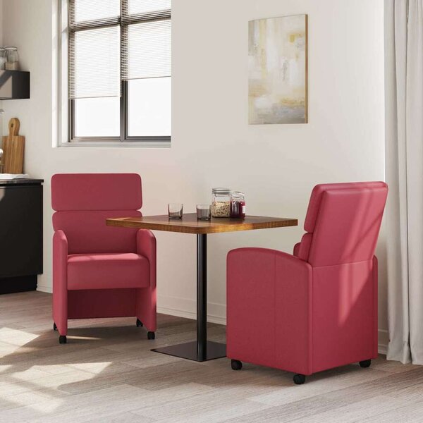VidaXL Kerekes Étkező Székek 2 pcs bordó 58 x 65 x 98 cm Műbőr