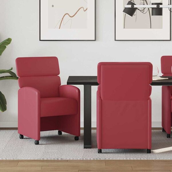 VidaXL Kerekes Étkező Székek 2 pcs bordó 58 x 65 x 98 cm Műbőr