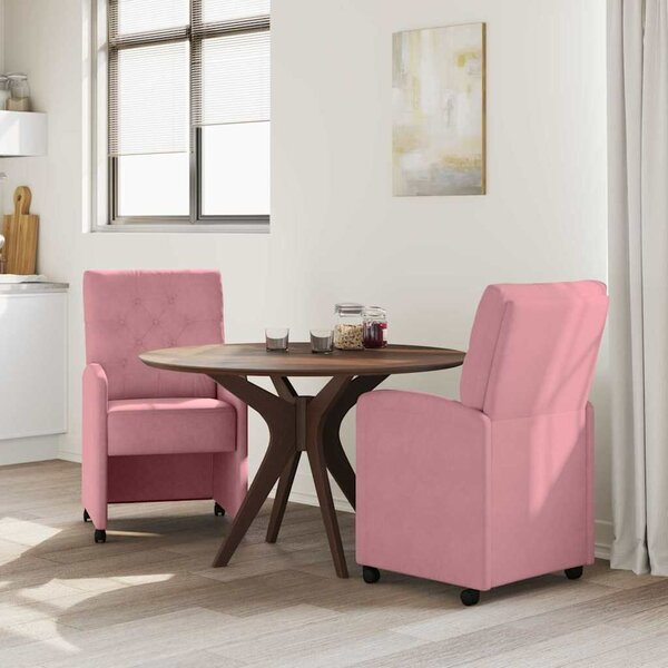 VidaXL Kerekes Étkező Székek 2 pcs Rózsaszín 58 x 67 x 97 cm Bársony