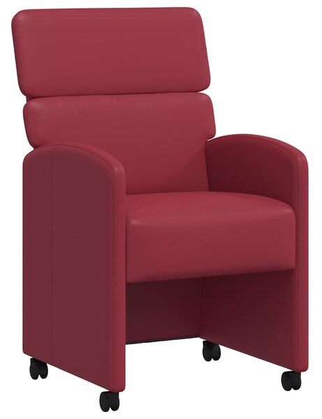 VidaXL Kerekes Étkező Székek 2 pcs bordó 58 x 65 x 98 cm Műbőr