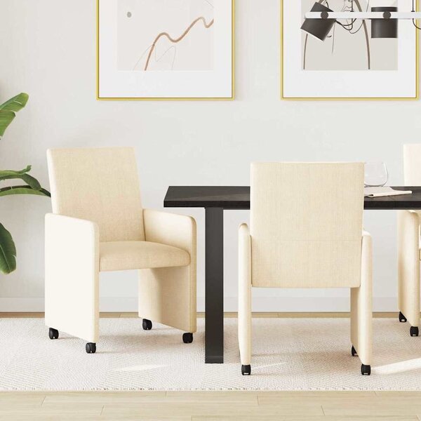 VidaXL Kerekes Étkező Székek 2 pcs Krém 57 x 66 x 94 cm Bársony anyag